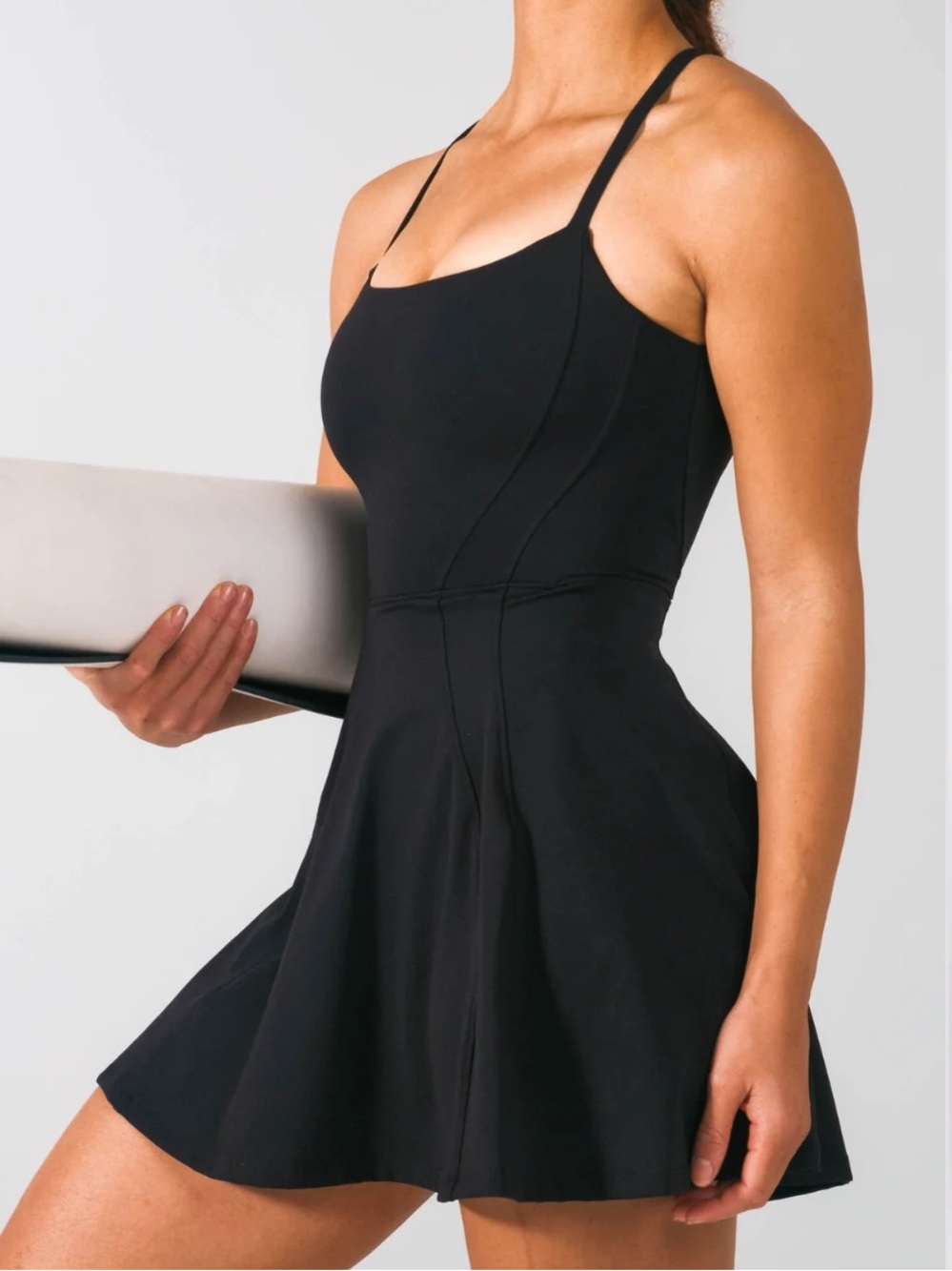 NWOT BuffBunny Collection Bend and Snap Dress Onyx Black size medium athletic